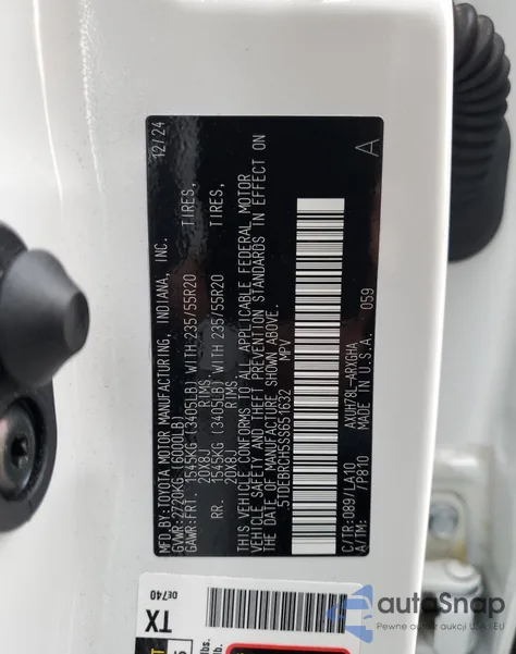 2025 Toyota Highlander Hybrid Limited из США, поврежденный, VIN 5TDEBRCH5SS651632